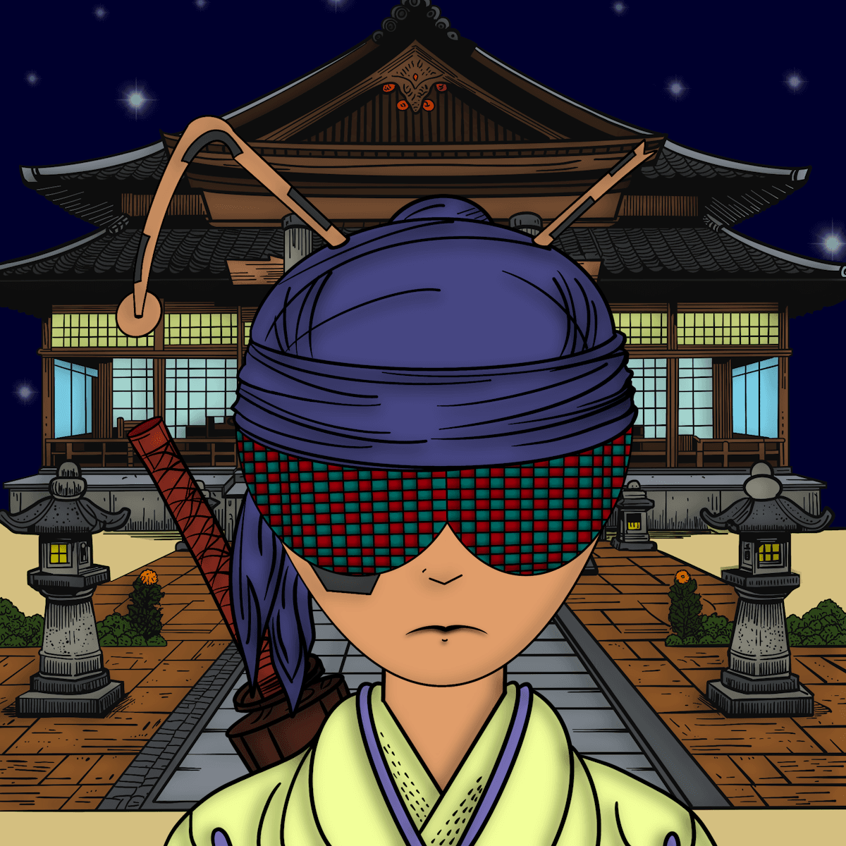 Rebel Ant #909 wearing a starfall kimono and carrying the Stormbringer blade